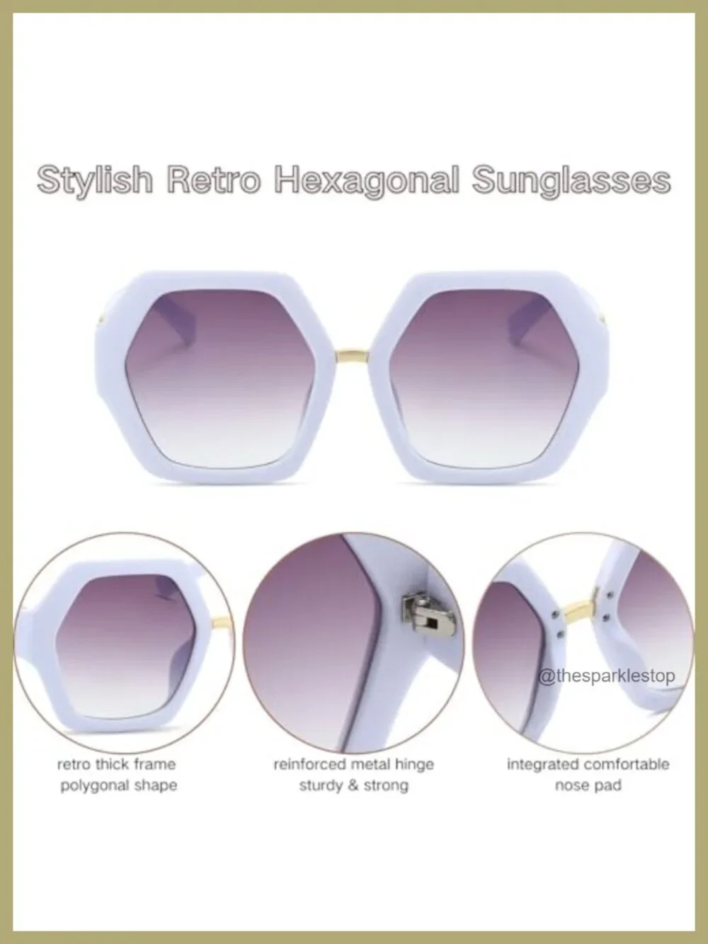 Vintage Hexagonal Sunglasses Women Oversized Retro Square Shades UV400